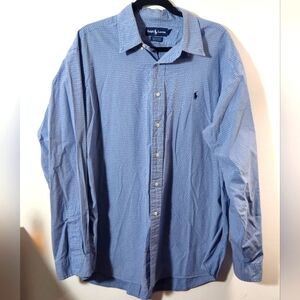Ralph Lauren Plaid Button Down Long Sleeve Shirt Mens XL Blue Business Workwear